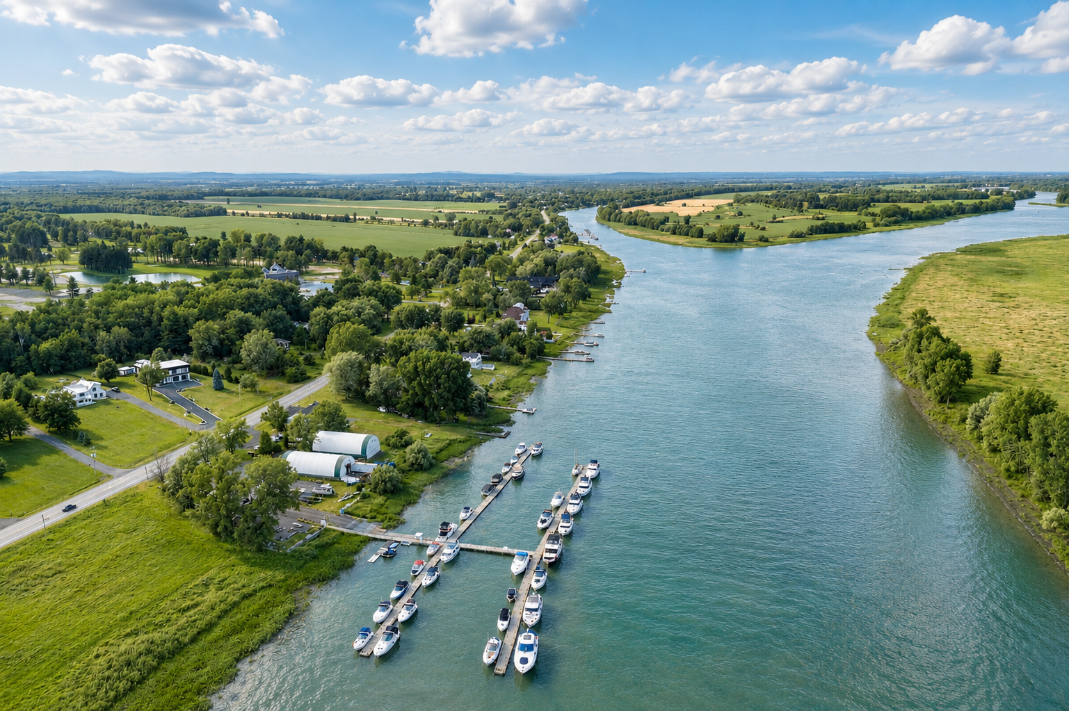 Localisation de la Villa Océane sur la Grande-Côte, entre le fleuve Saint-Laurent et Berthierville